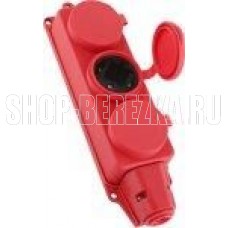 DUWI (27466 7) Колодка каучуковая, 3 гнезда, с заземлением, с защитной крышкой