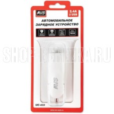 AVS Автомобильное ЗУ UC-443, 1 USB + кабель Type-C , 2.4 А, 12 Вт (A78701S)