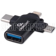 ГАРНИЗОН (21924) GCC-A-USB3-CMAF, Type-C(M)/AF, QC3.0, с поддержкой OTG, метал.корпус, черный, пакет