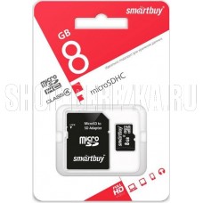 SMARTBUY (SB8GBSDCL4-01) MicroSDHC 8GB Сlass4 + адаптер